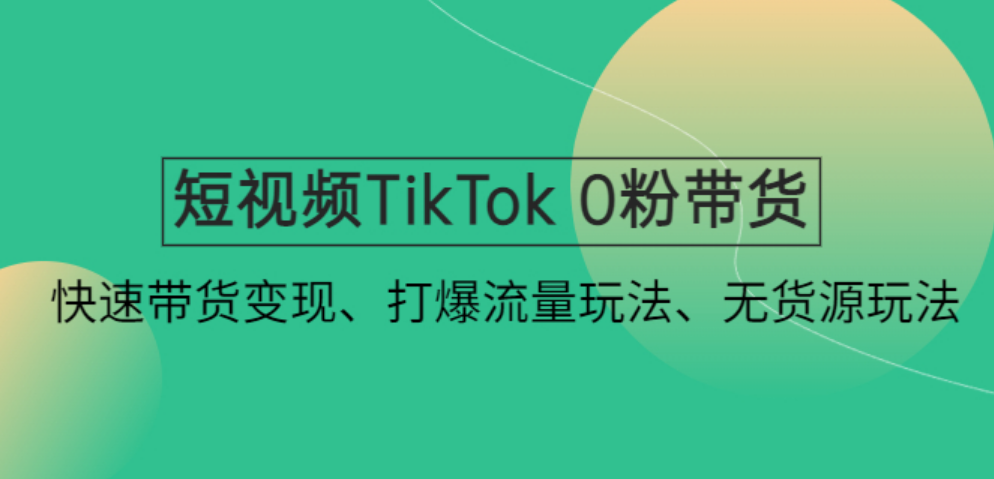 [新自媒体] 短视频TikTok 0粉带货：快速带货变现、打爆流量玩法、无货源玩法